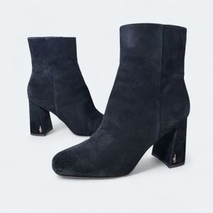 Sam Edelman Codie Black Suede Ankle Boots Size 7.5 Block Heels